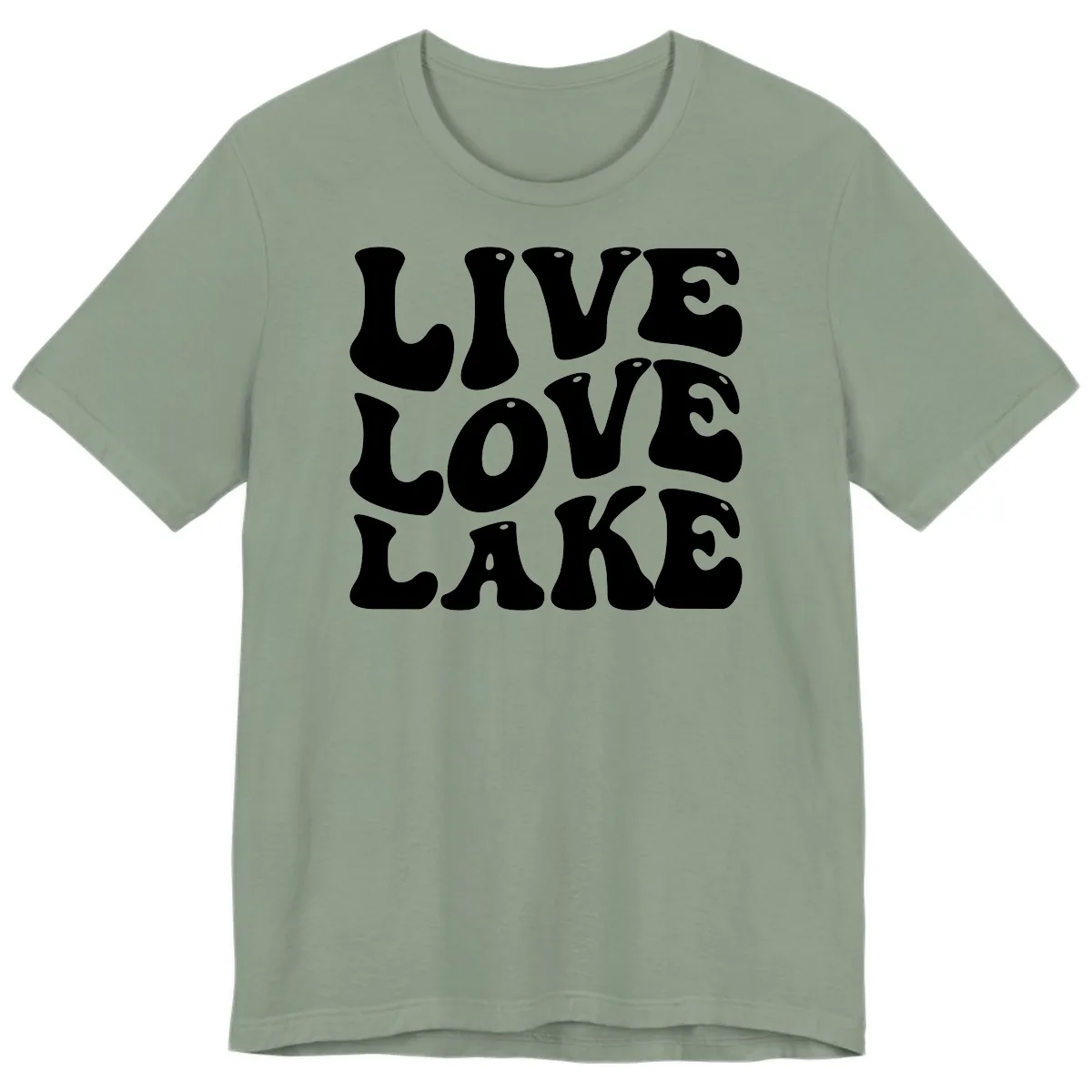 Live Love Lake Retro Graphic Premium T-Shirt in Sage