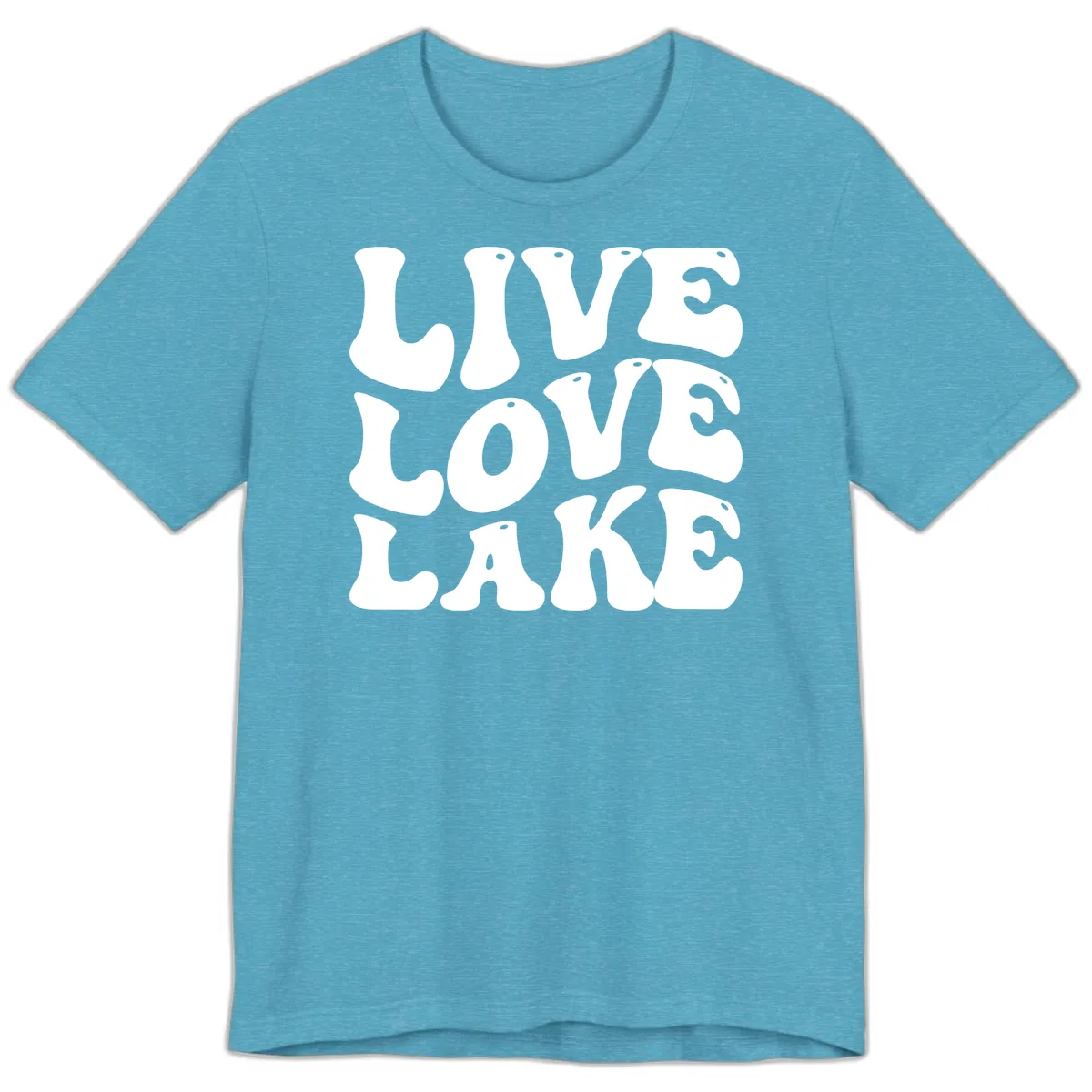 Live Love Lake Retro Graphic Premium T-Shirt in Heather Aqua
