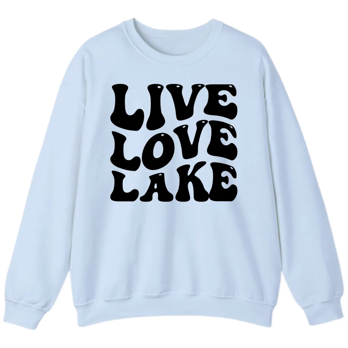 Live Love Lake Retro Graphic Sweatshirt in Light Blue