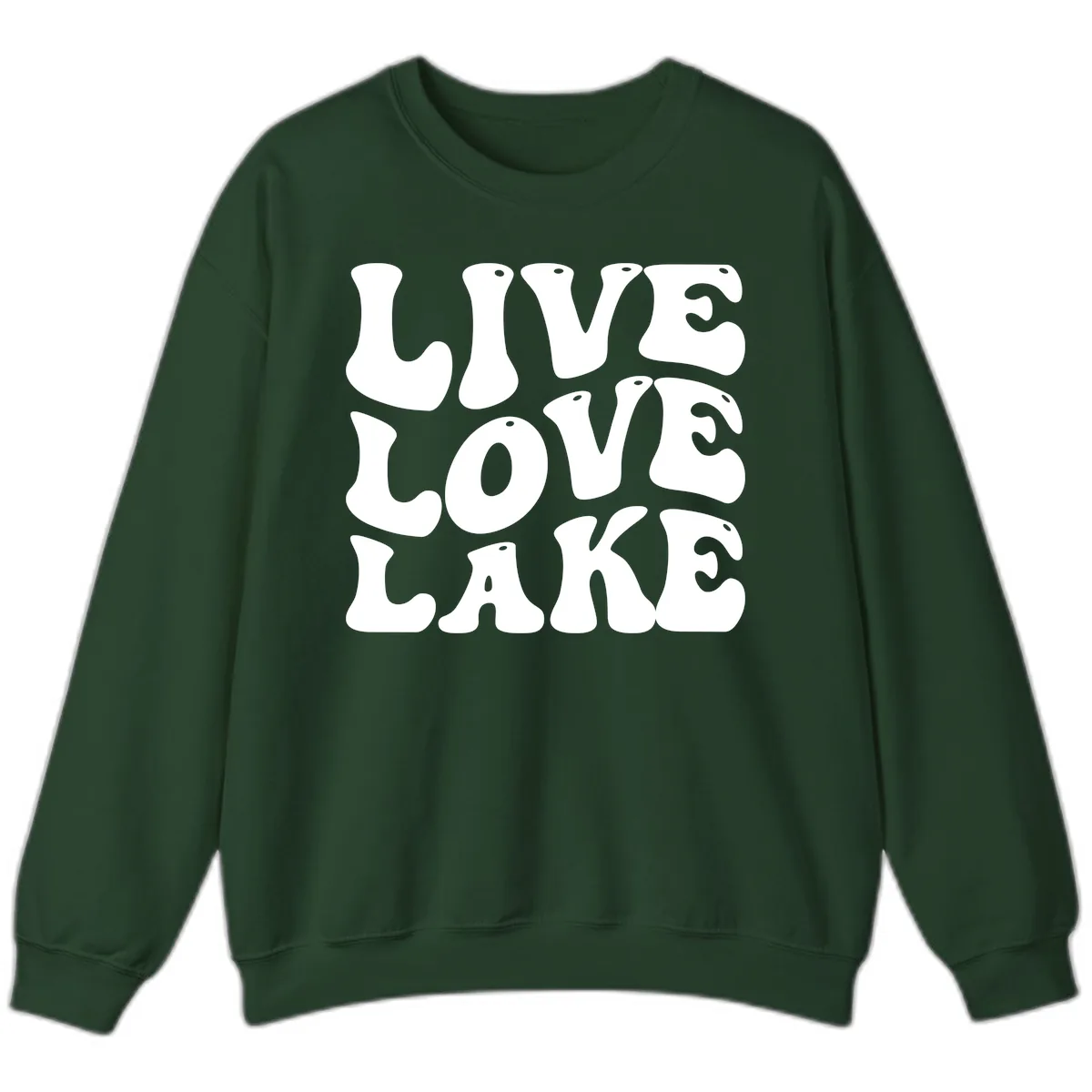 Live Love Lake Retro Graphic Sweatshirt in Forest Green