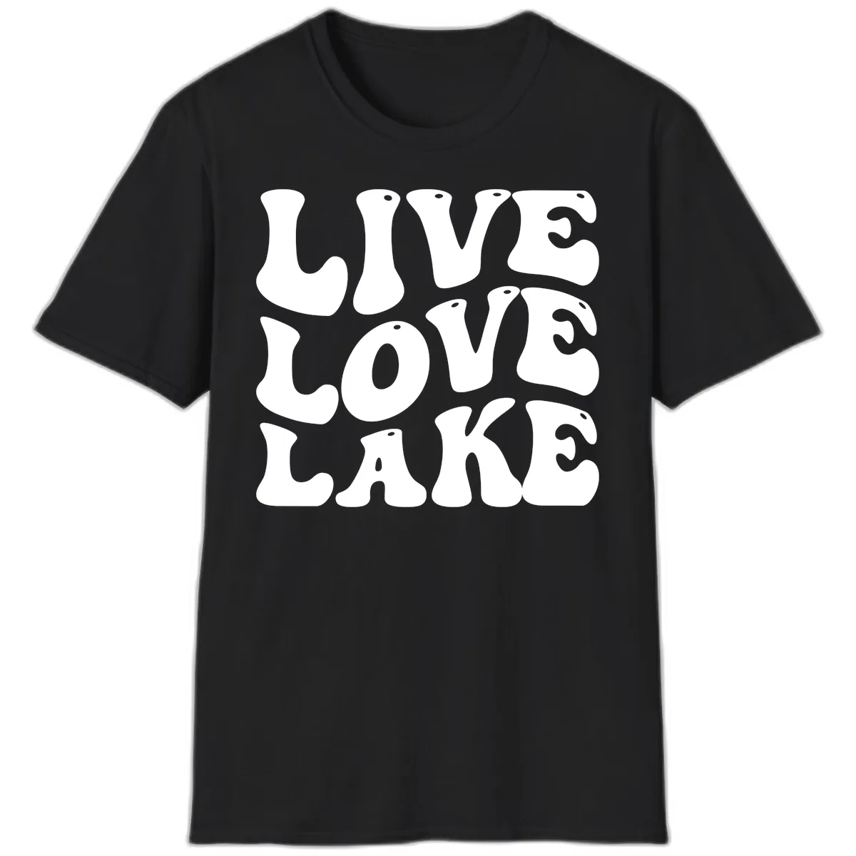 Live Love Lake Retro Graphic T-Shirt in Black