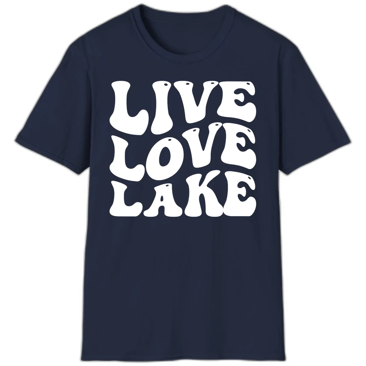 Live Love Lake Retro Graphic T-Shirt in Navy