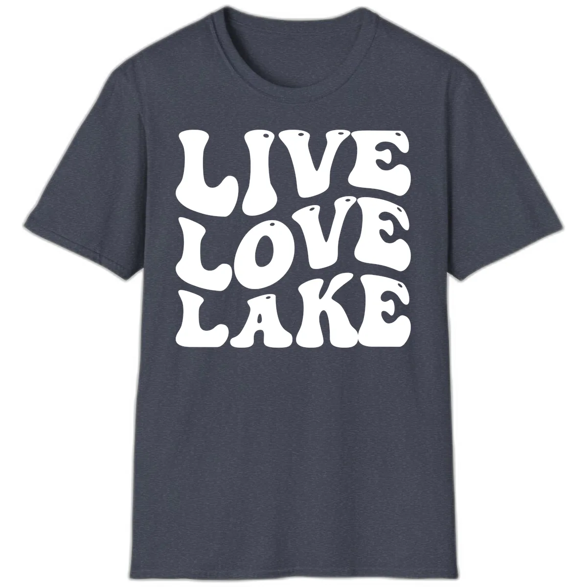 Live Love Lake Retro Graphic T-Shirt in Heather Navy
