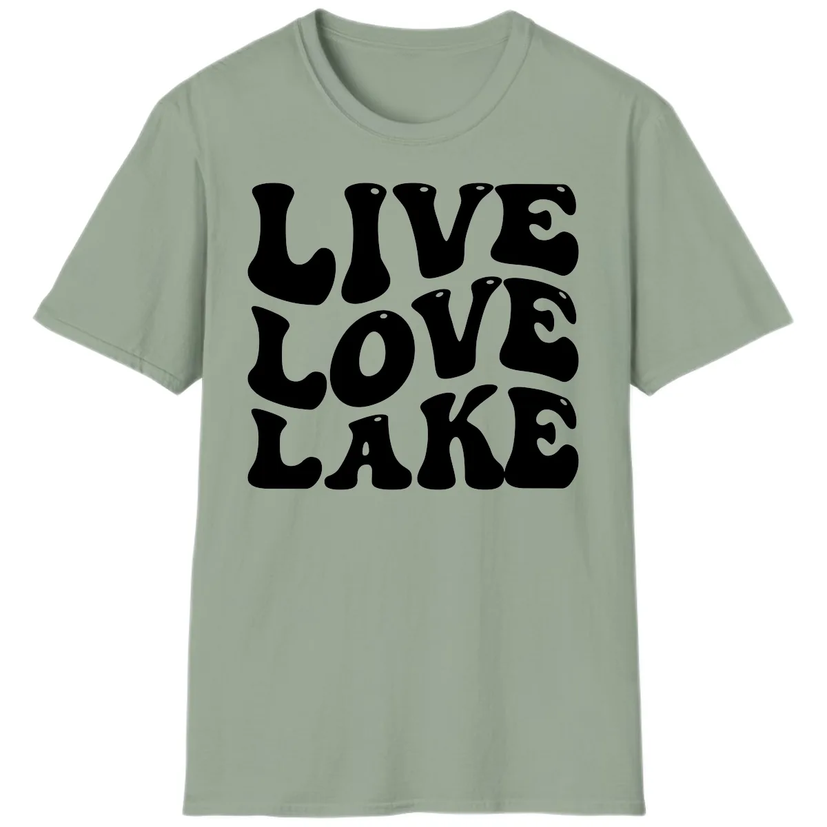 Live Love Lake Retro Graphic T-Shirt in Sage