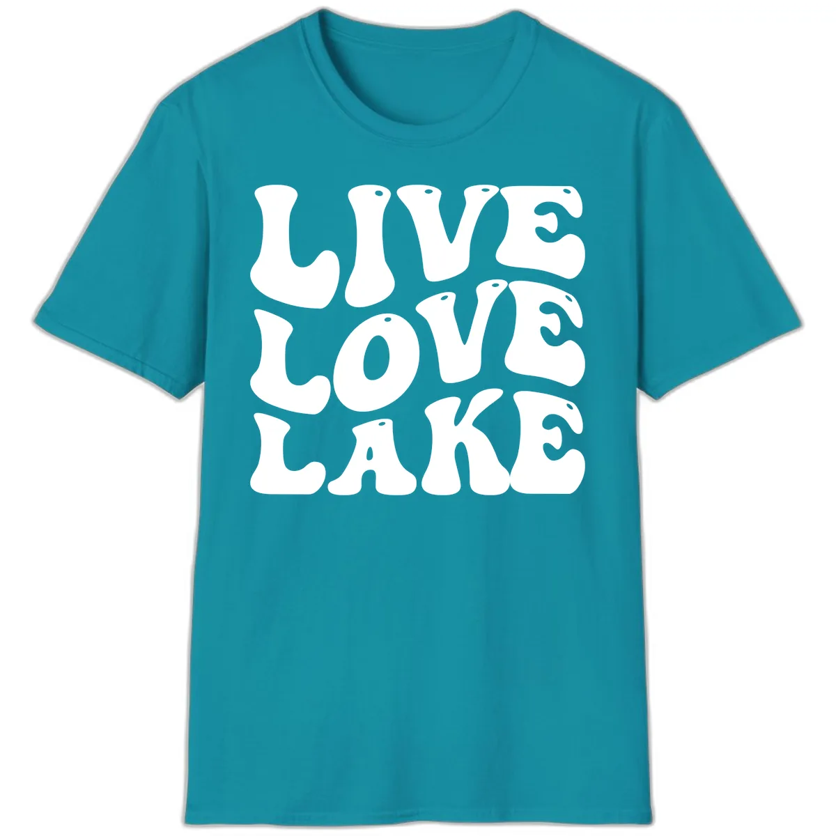 Live Love Lake Retro Graphic T-Shirt in Tropical Blue