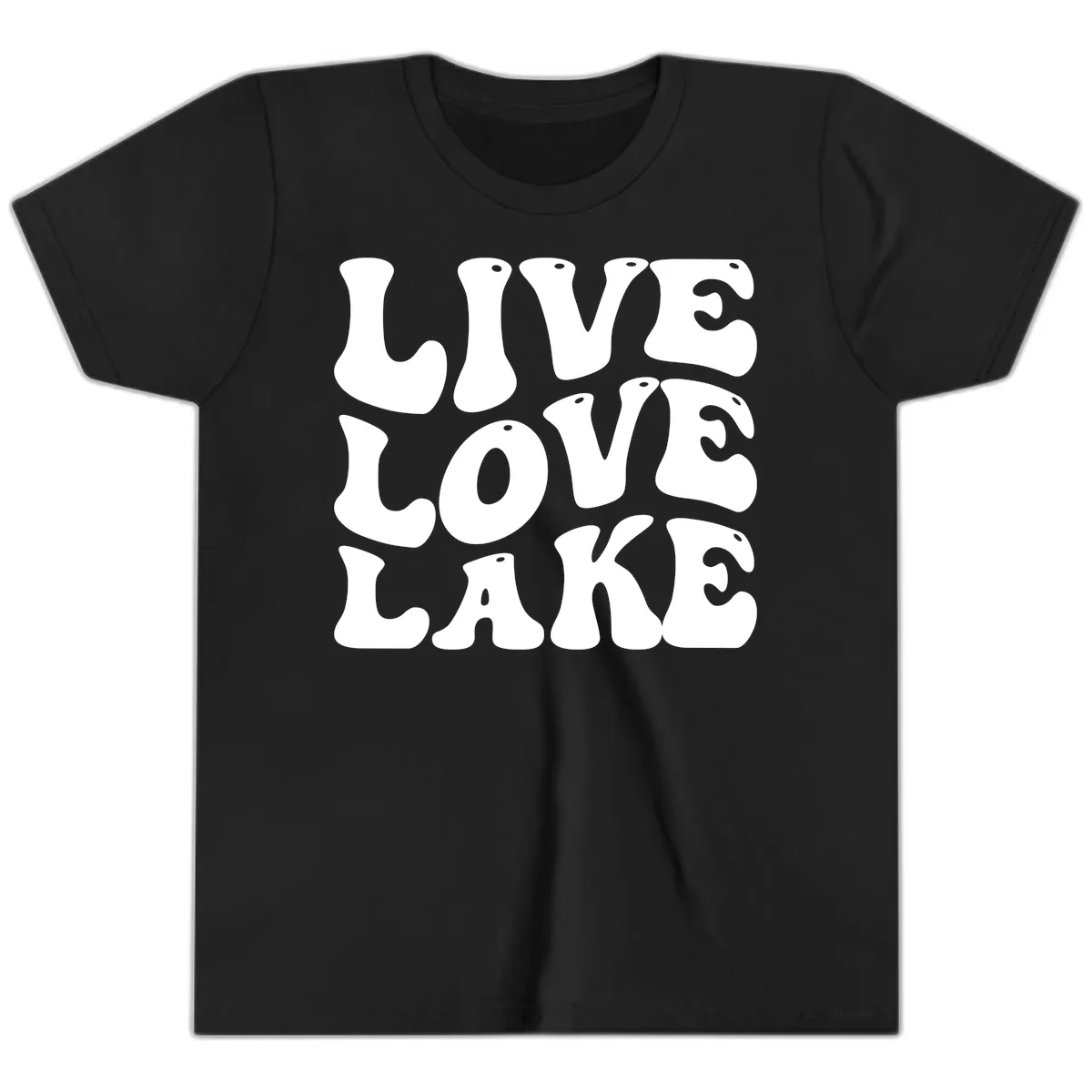 Live Love Lake Retro Graphic Youth T-Shirt in Black