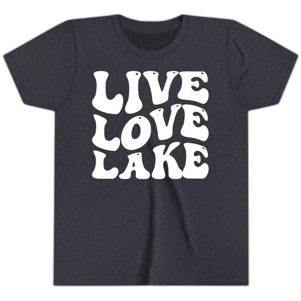 Live Love Lake Retro Graphic Youth T-Shirt in Heather Navy