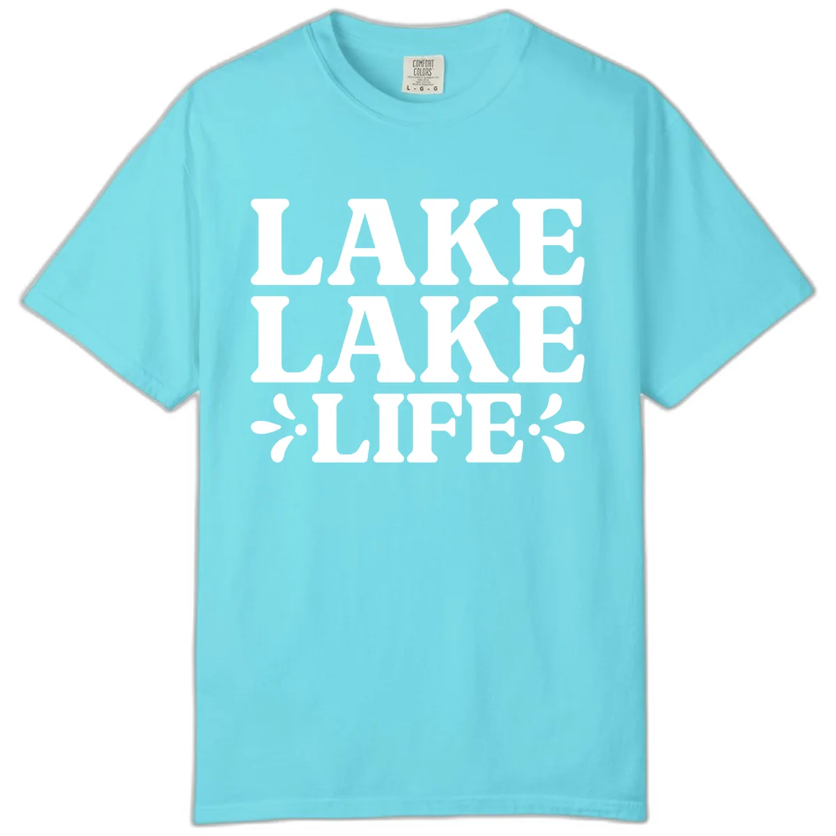 Lake Life Retro Typography Comfort Color in Lagoon Blue
