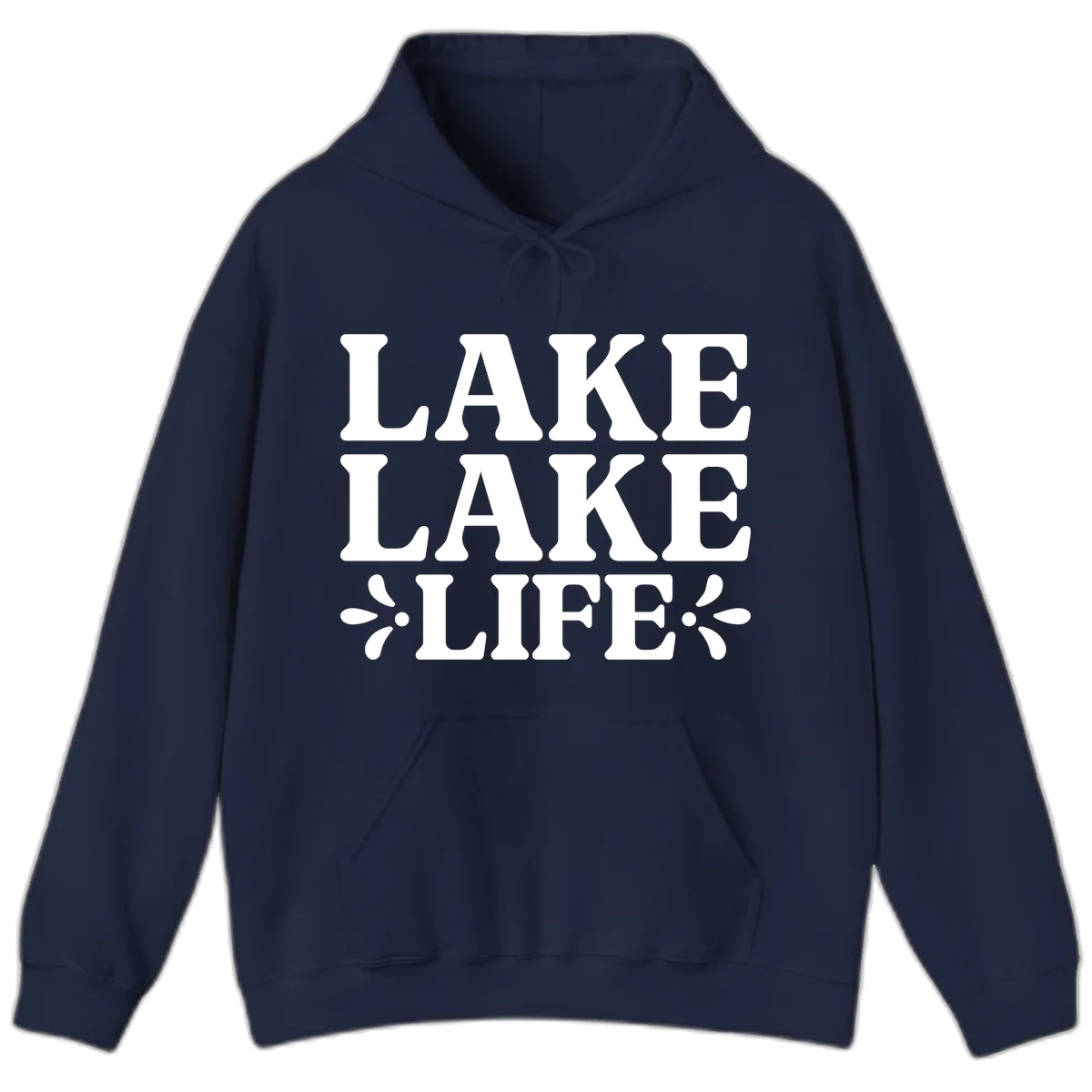 Lake Life Retro Typography Hoodie in Navy