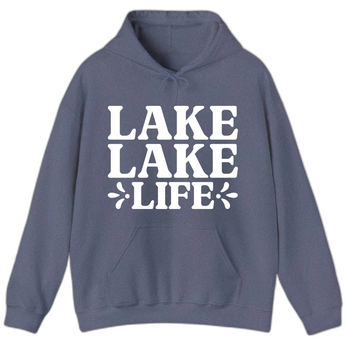 Lake Life Retro Typography Hoodie in Heather Navy