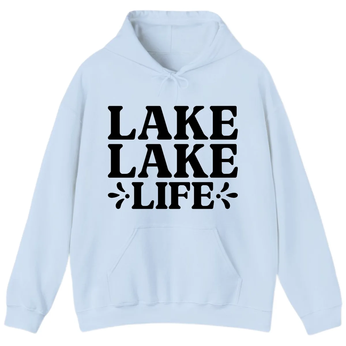 Lake Life Retro Typography Hoodie in Light Blue