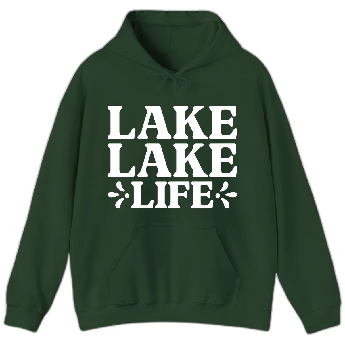 Lake Life Retro Typography Hoodie in Forest Green