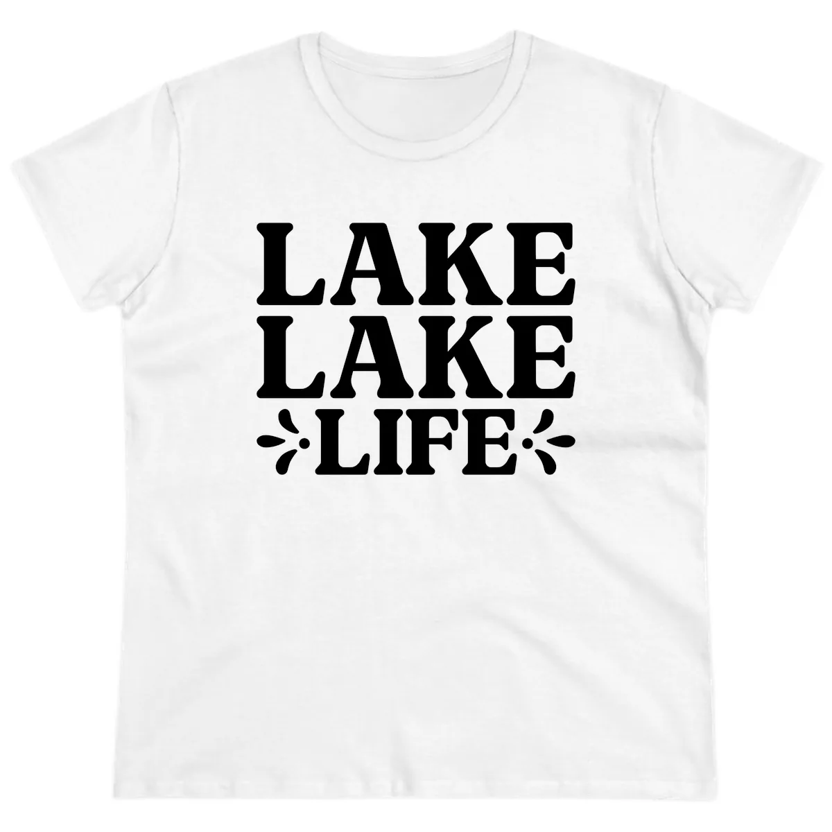 Lake Life Retro Typography Ladies Tee in White