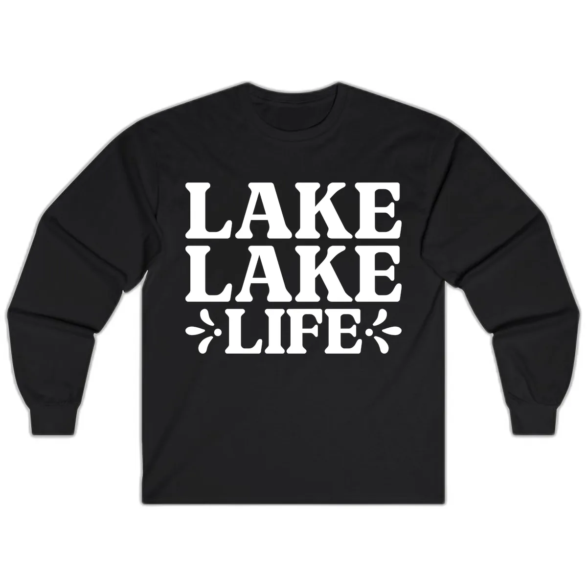 Lake Life Retro Typography Long Sleeve in Black