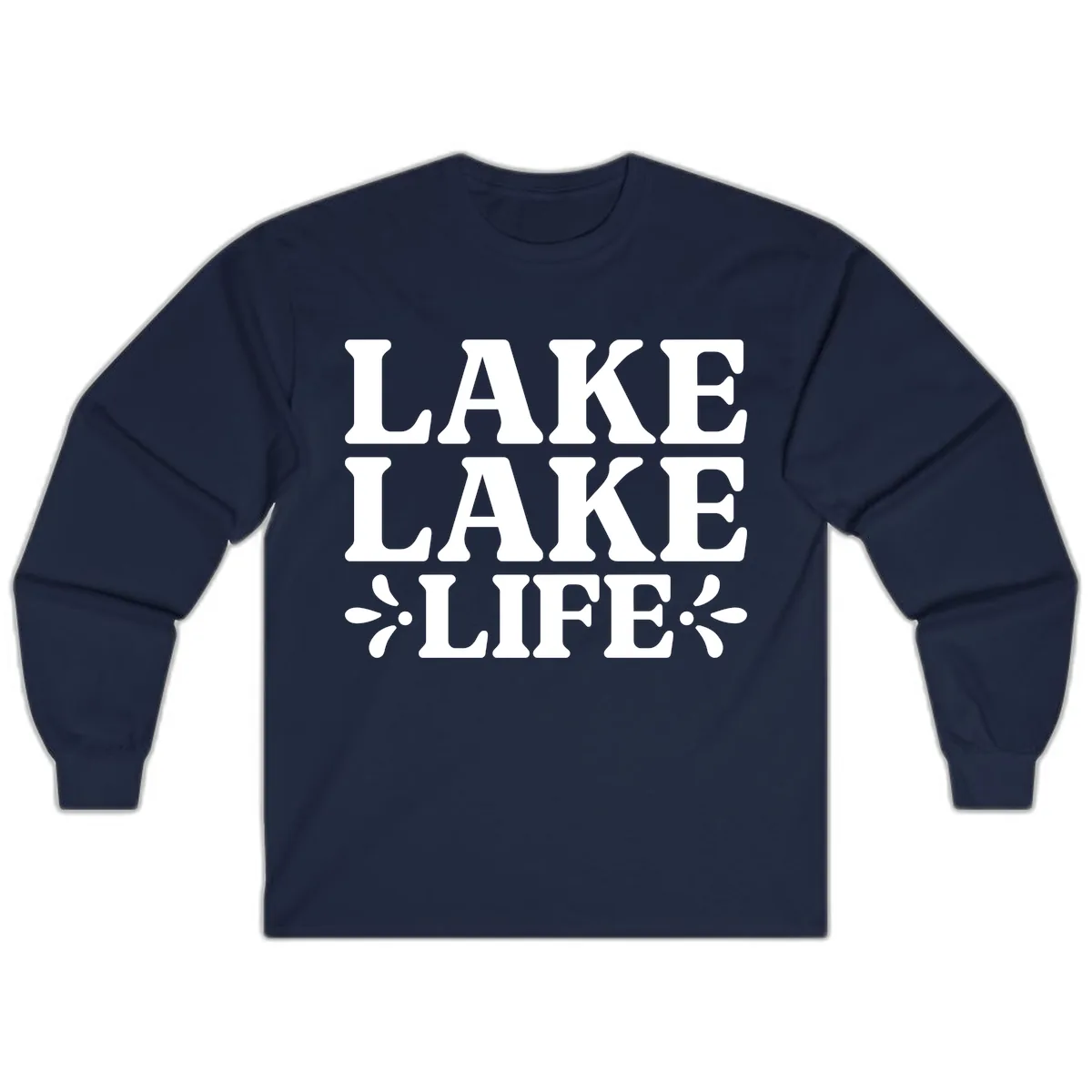 Lake Life Retro Typography Long Sleeve in Navy