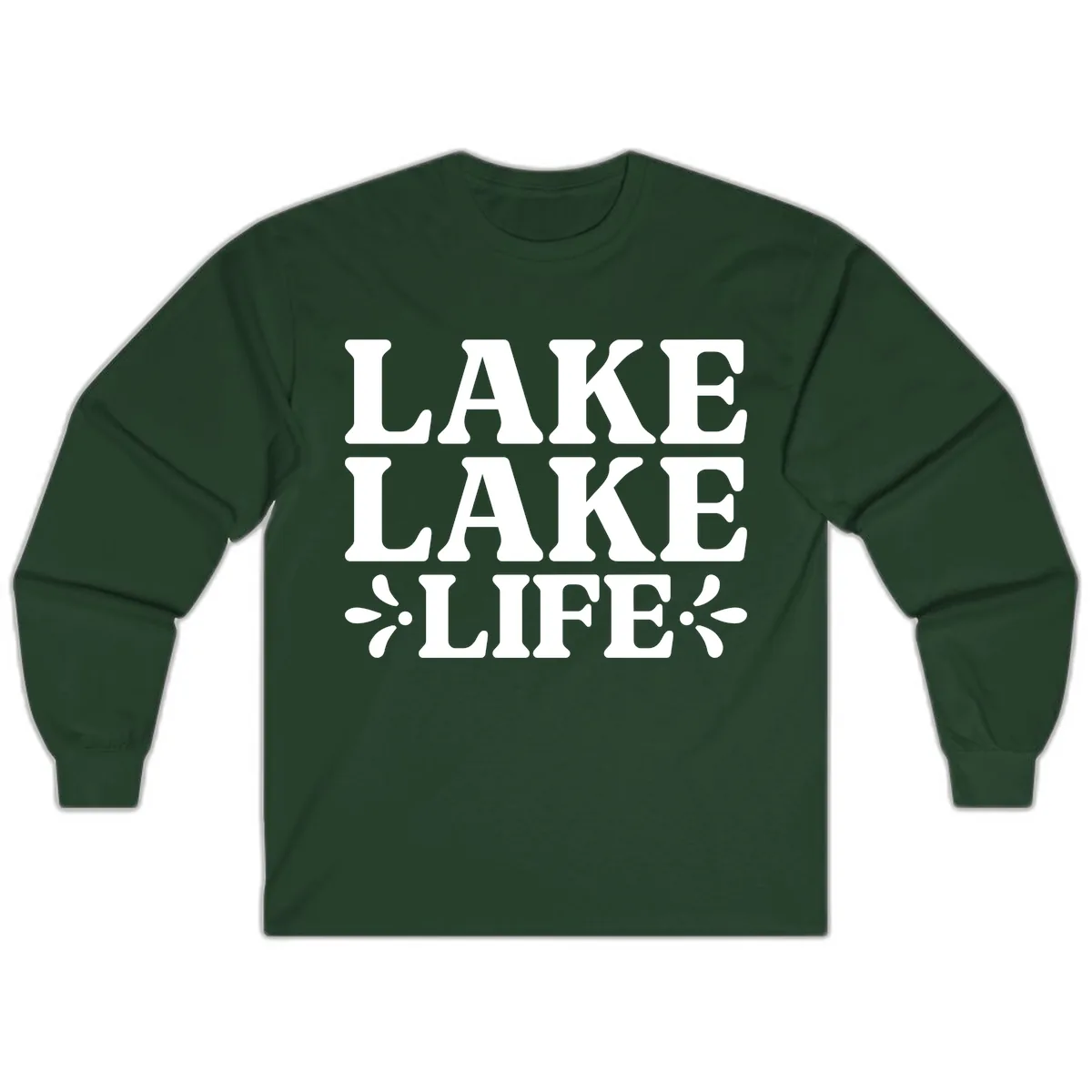 Lake Life Retro Typography Long Sleeve in Forest Green