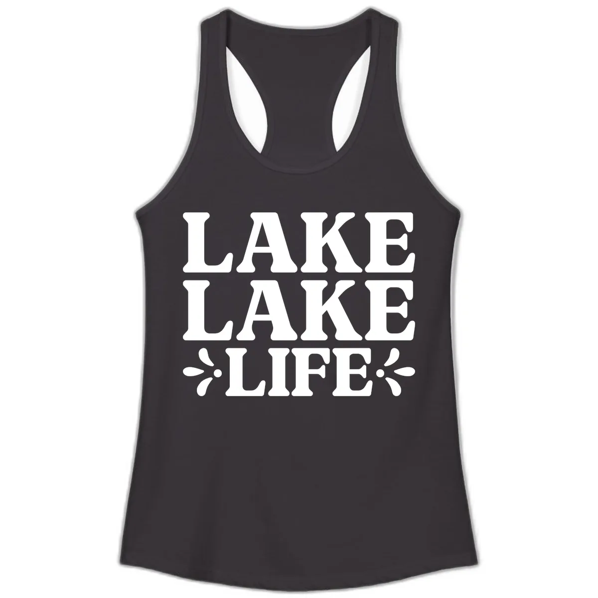Lake Life Retro Typography Ladies Tank in Black