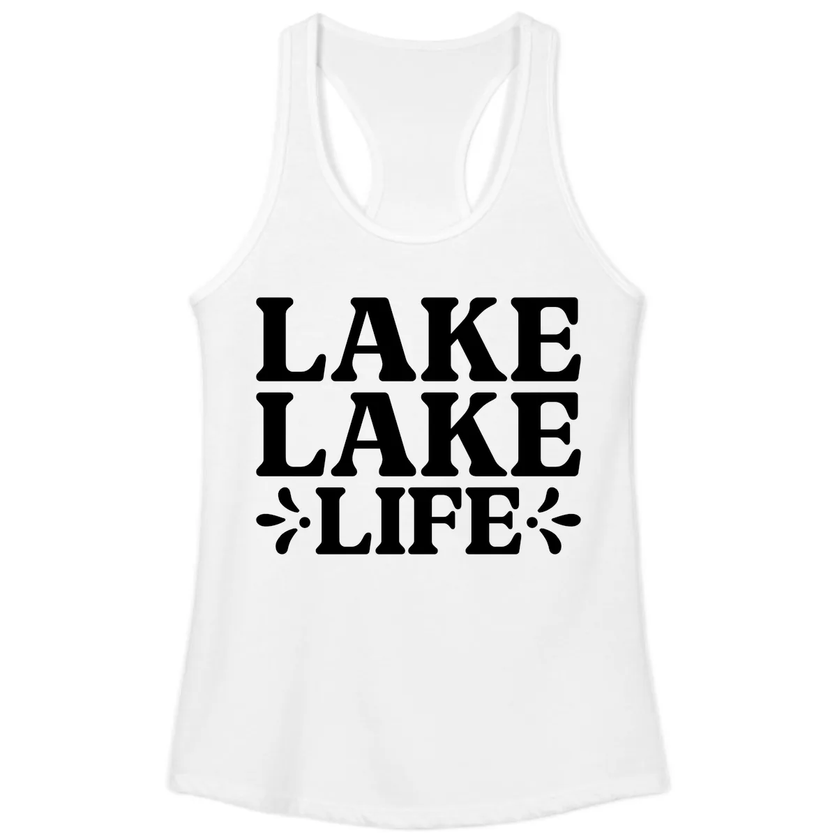 Lake Life Retro Typography Ladies Tank in White