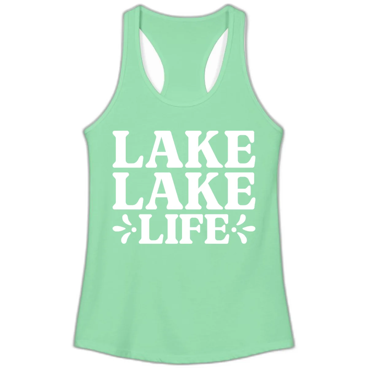 Lake Life Retro Typography Ladies Tank in Solid Mint