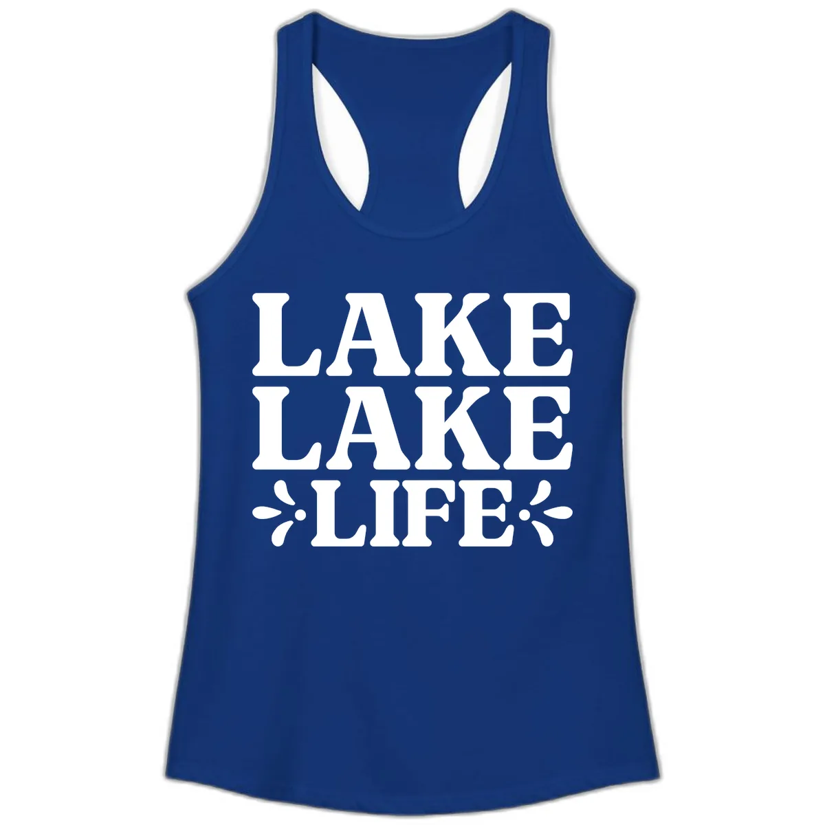 Lake Life Retro Typography Ladies Tank in Solid Royal