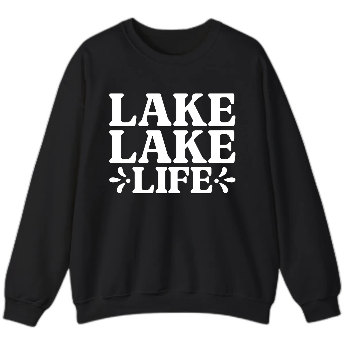 Lake Life Retro Typography Sweatshirt in Black