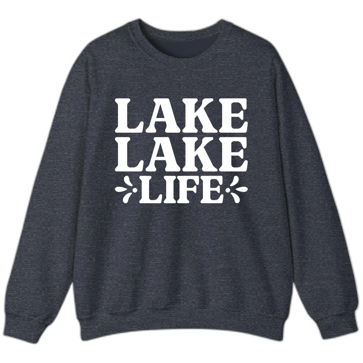 Lake Life Retro Typography Sweatshirt in Heather Sport Dark Navy