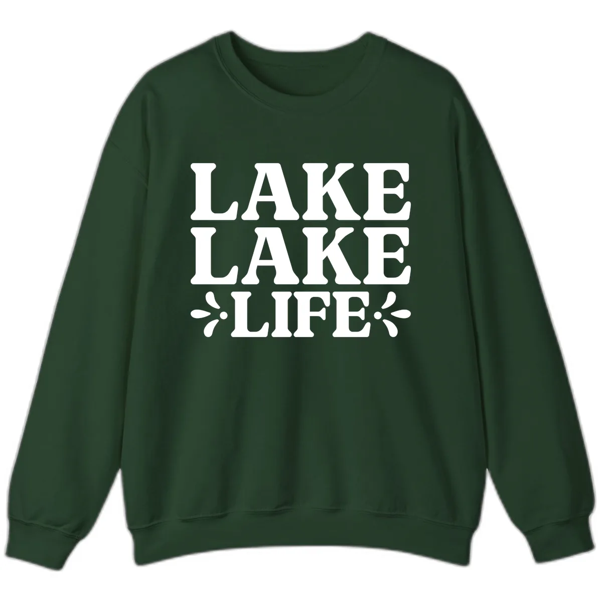 Lake Life Retro Typography Sweatshirt in Forest Green