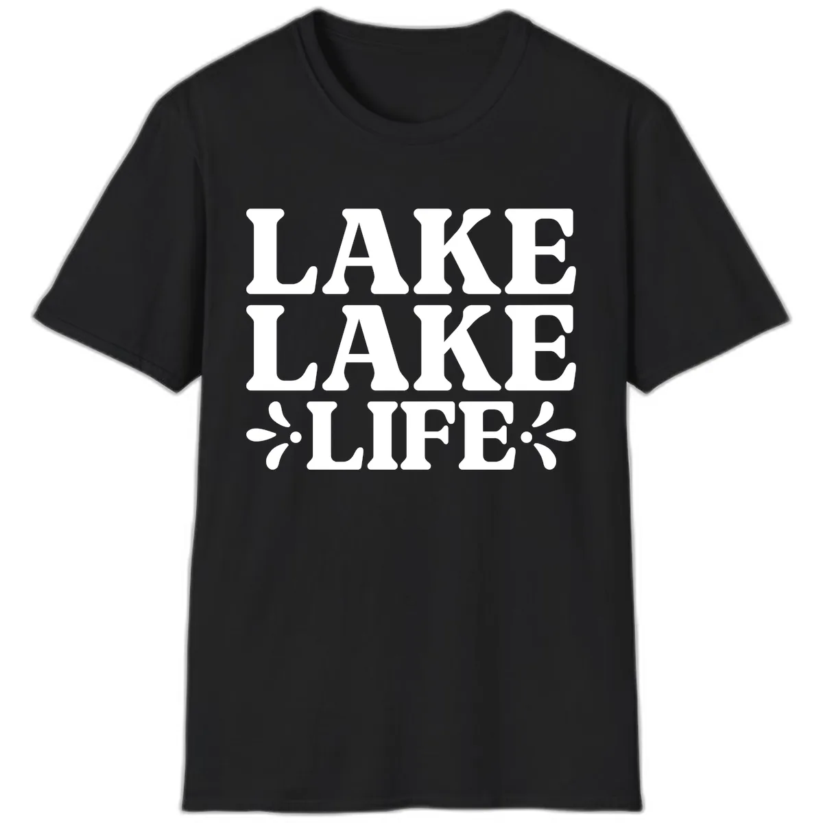 Lake Life Retro Typography T-Shirt in Black