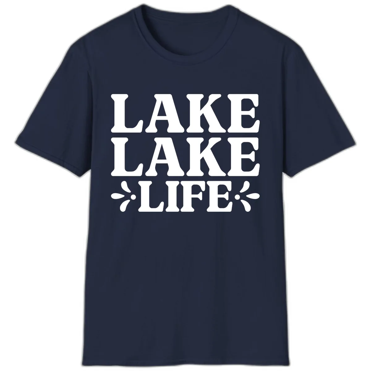 Lake Life Retro Typography T-Shirt in Navy