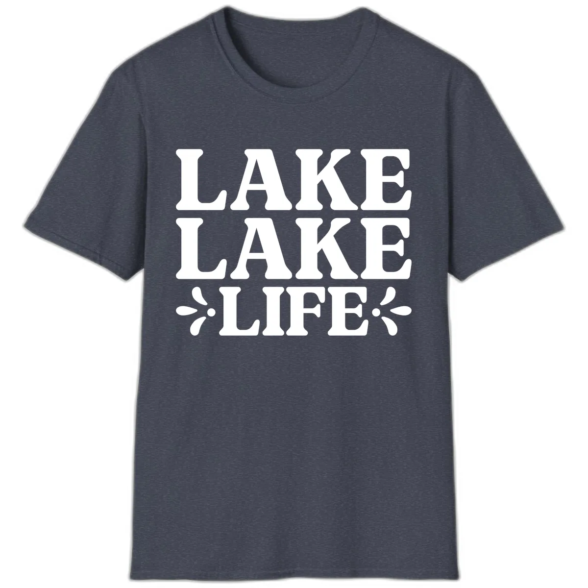 Lake Life Retro Typography T-Shirt in Heather Navy