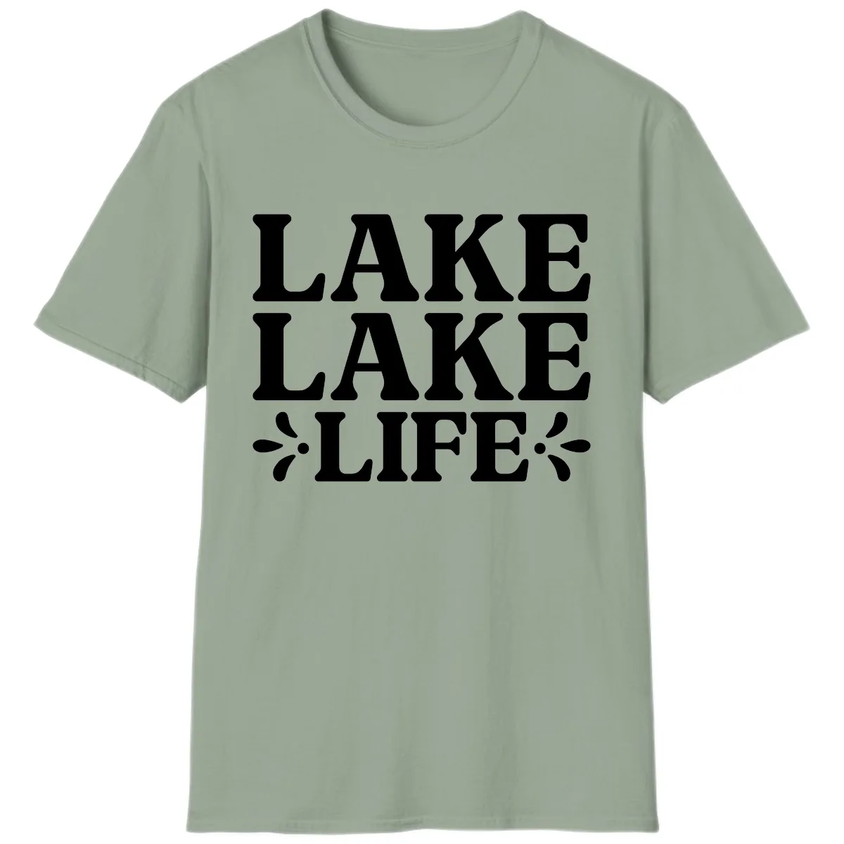 Lake Life Retro Typography T-Shirt in Sage