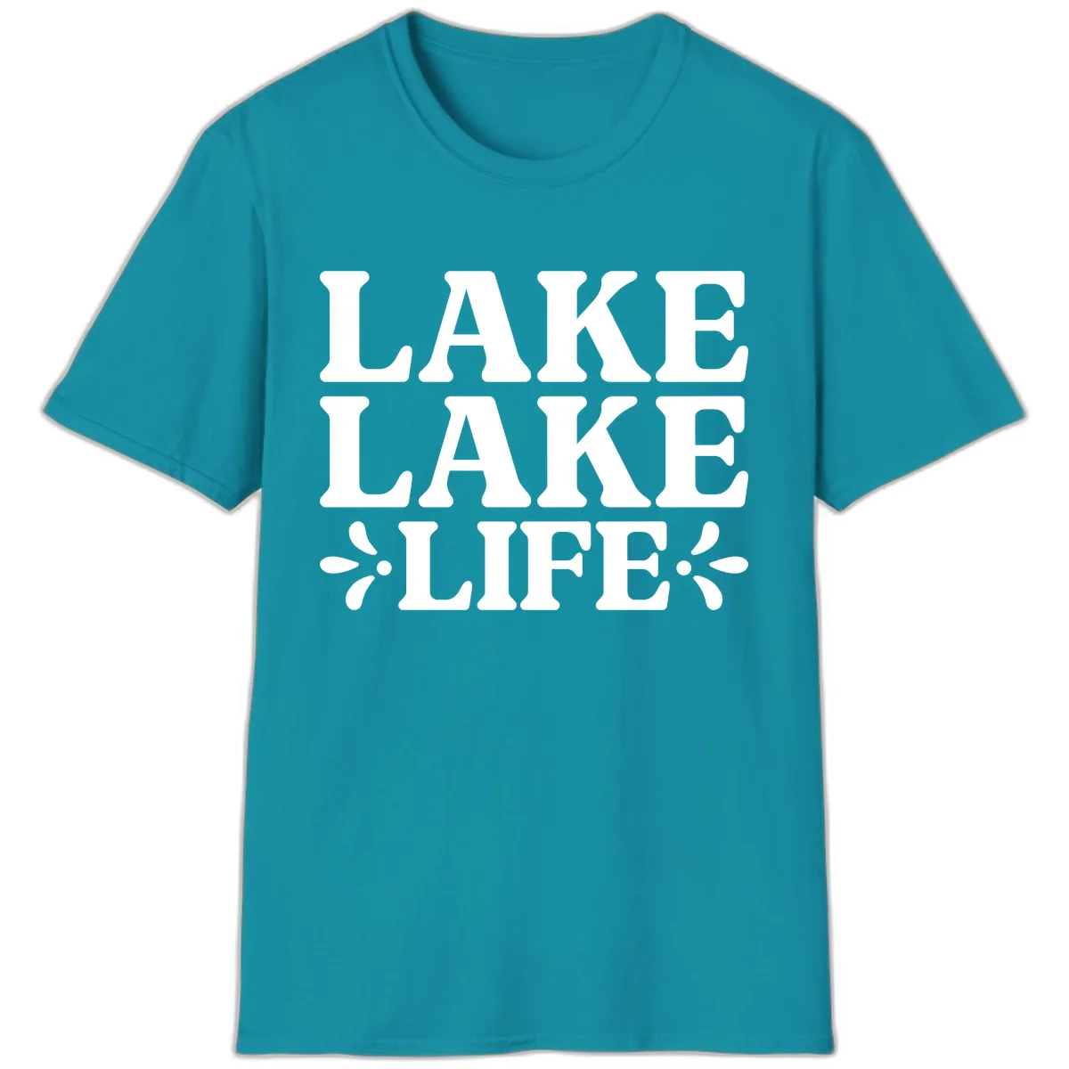 Lake Life Retro Typography T-Shirt in Tropical Blue