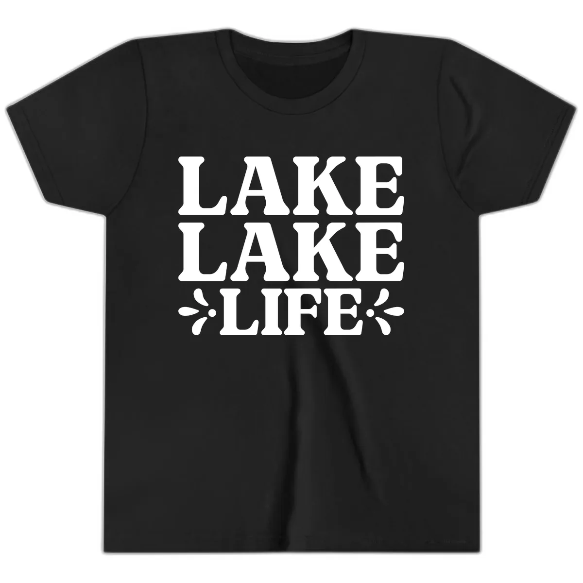 Lake Life Retro Typography Youth T-Shirt in Black