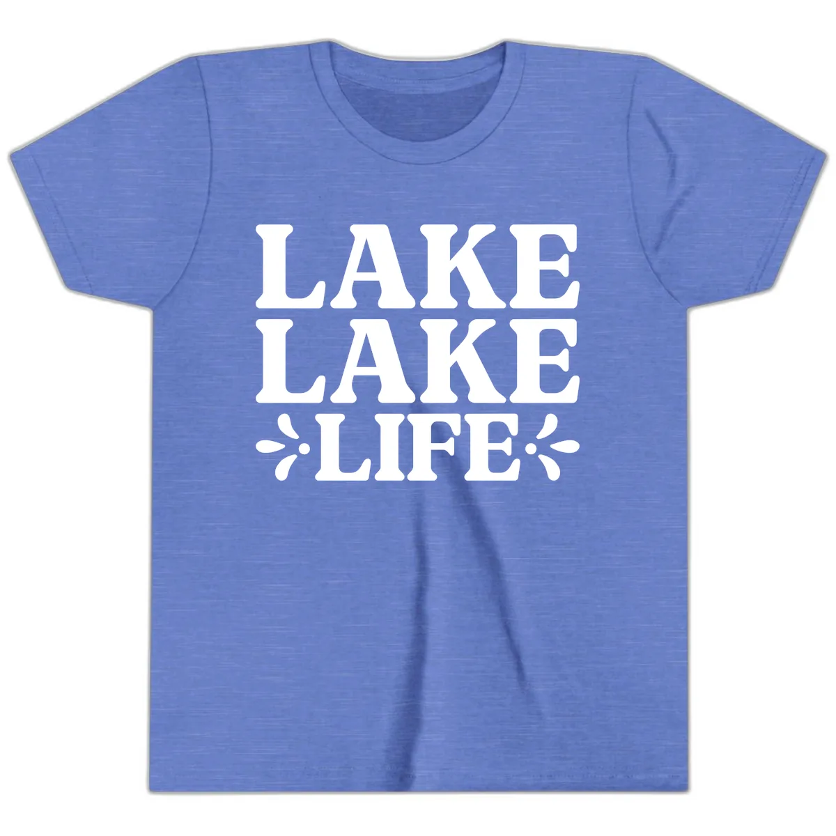 Lake Life Retro Typography Youth T-Shirt in Heather Columbia Blue