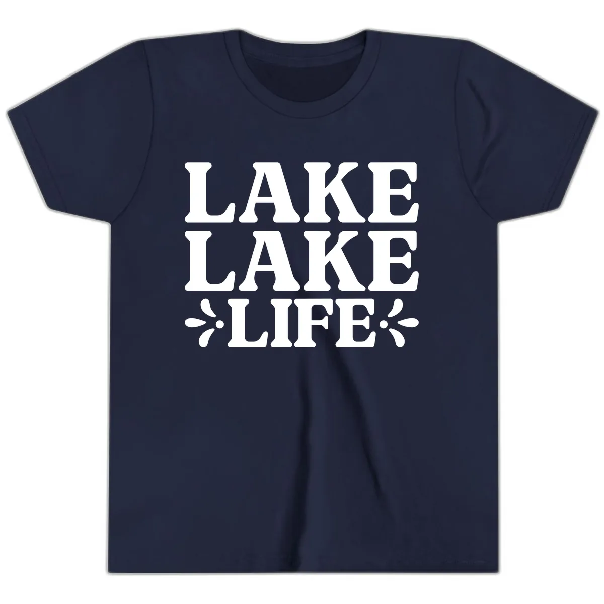 Lake Life Retro Typography Youth T-Shirt in Navy