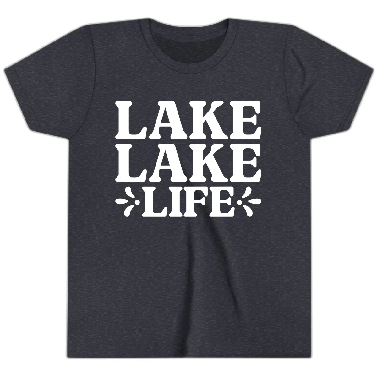 Lake Life Retro Typography Youth T-Shirt in Heather Navy