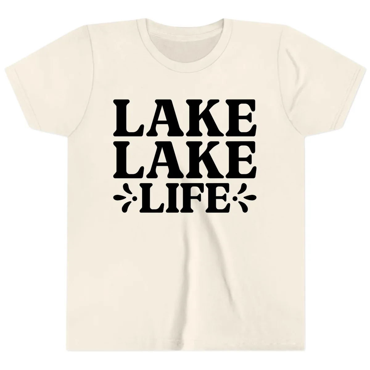 Lake Life Retro Typography Youth T-Shirt in Natural