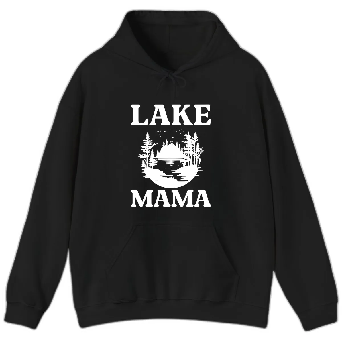 Lake Mama Nature Scene Hoodie in Black