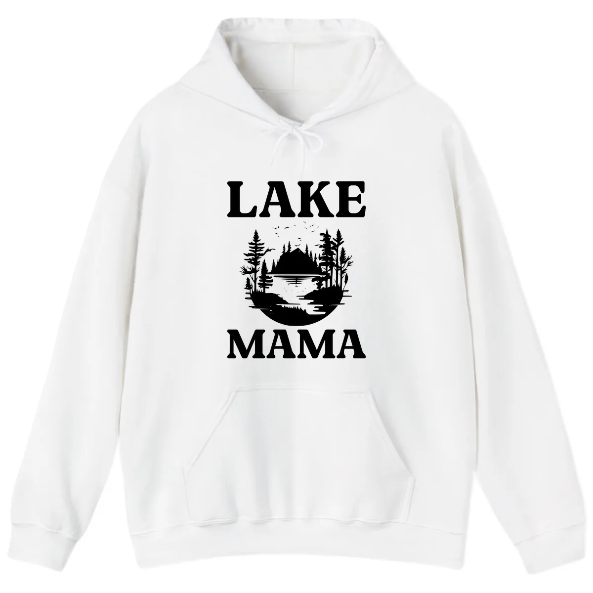Lake Mama Nature Scene Hoodie in White