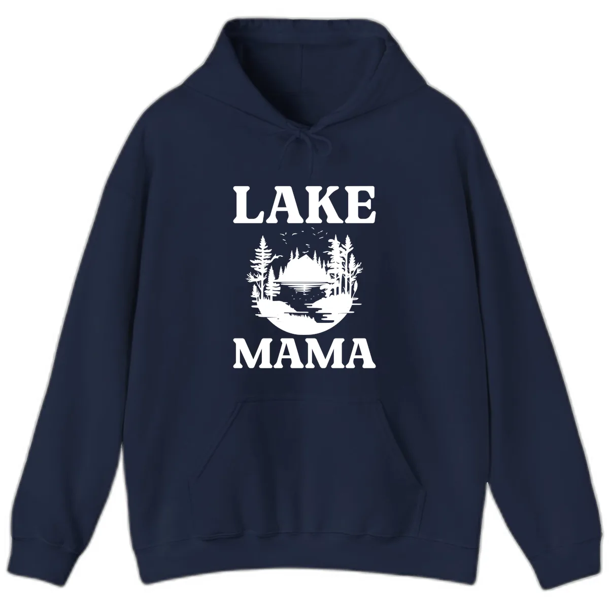 Lake Mama Nature Scene Hoodie in Navy