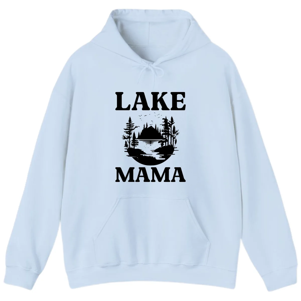 Lake Mama Nature Scene Hoodie in Light Blue