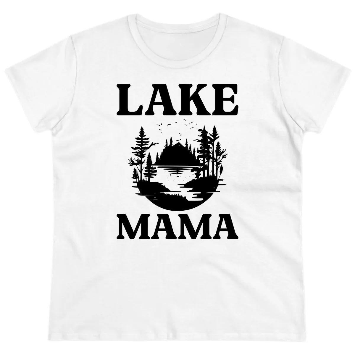 Lake Mama Nature Scene Ladies Tee in White