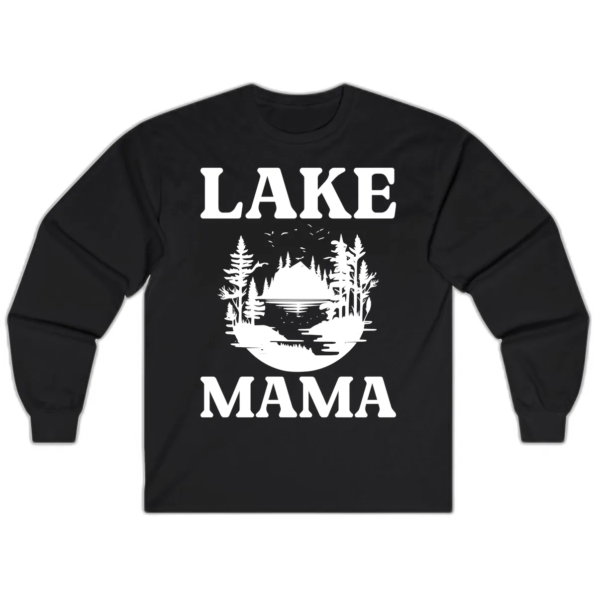 Lake Mama Nature Scene Long Sleeve in Black