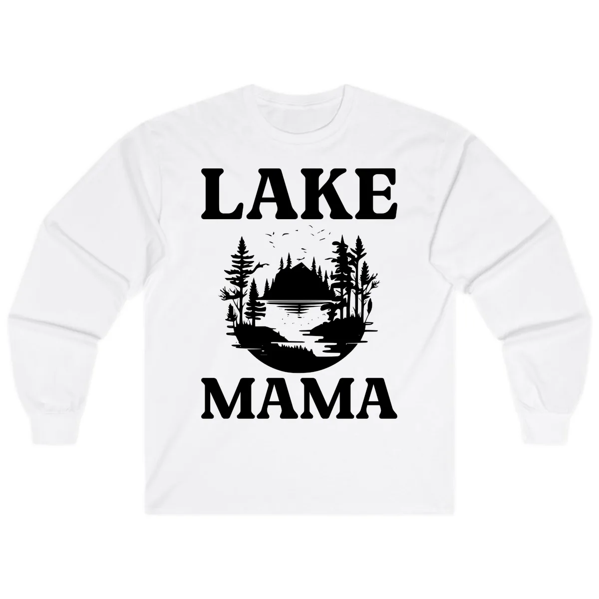 Lake Mama Nature Scene Long Sleeve in White