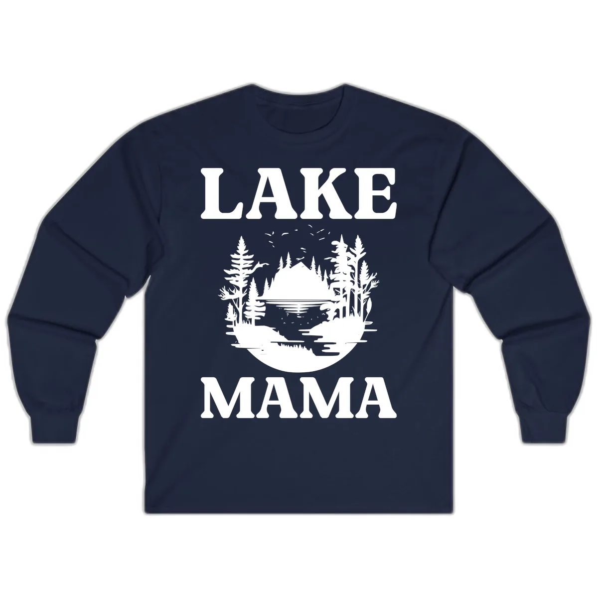 Lake Mama Nature Scene Long Sleeve in Navy