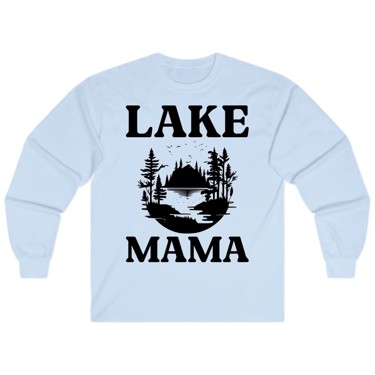 Lake Mama Nature Scene Long Sleeve in Light Blue
