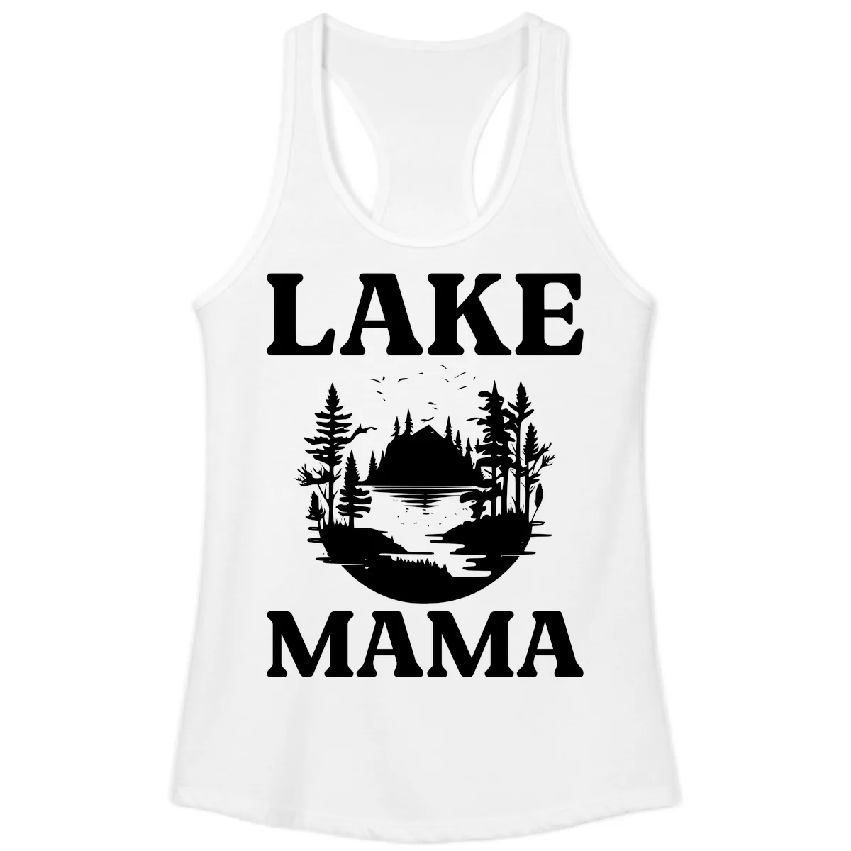 Lake Mama Nature Scene Ladies Tank in White