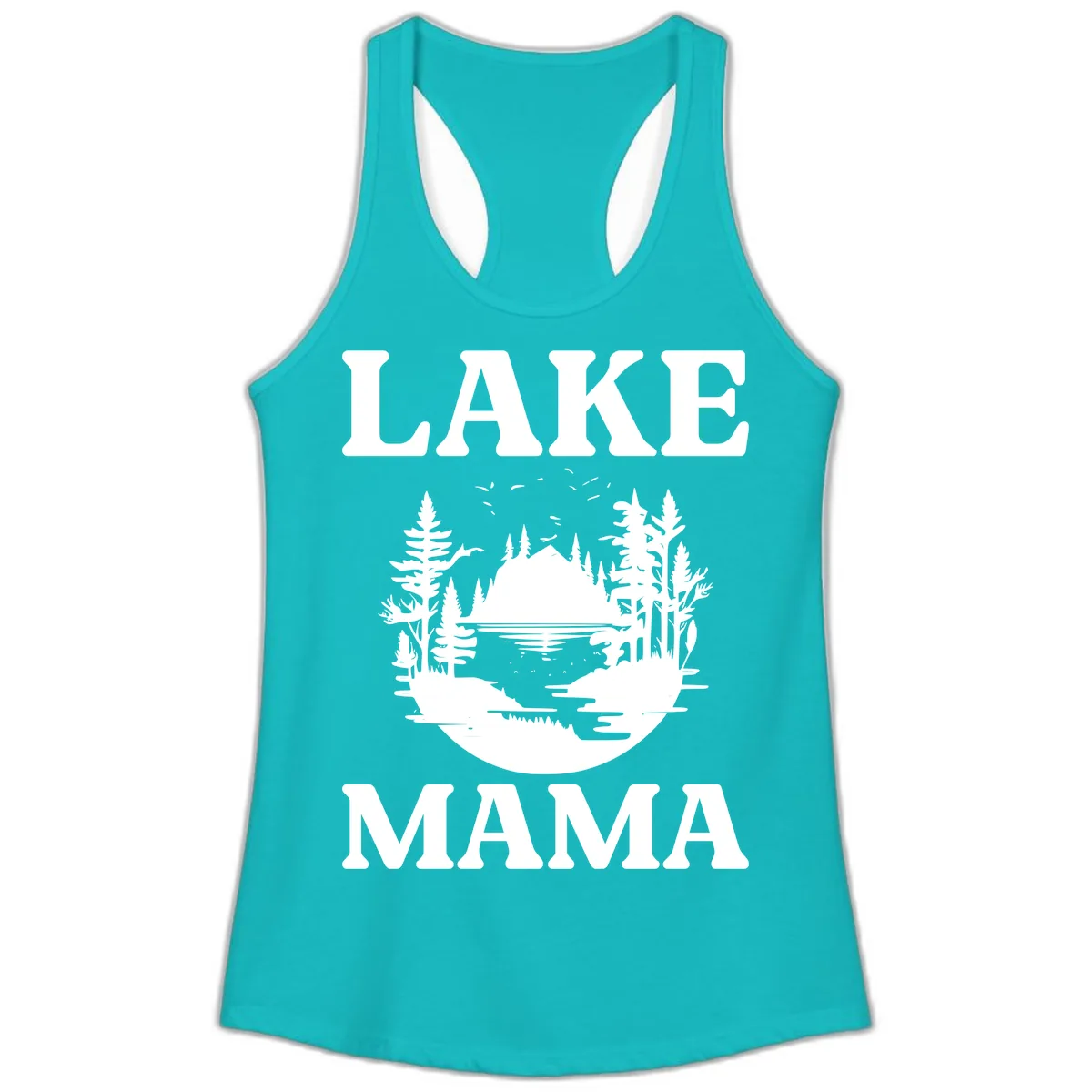 Lake Mama Nature Scene Ladies Tank in Tahiti Blue