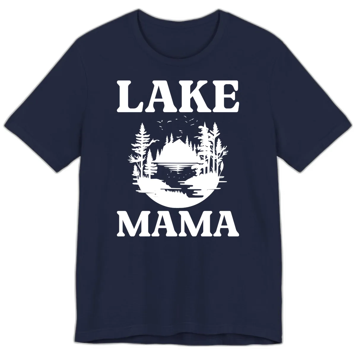 Lake Mama Nature Scene Premium T-Shirt in Navy