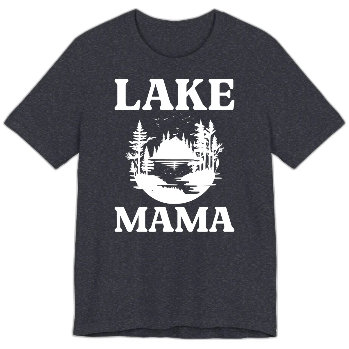 Lake Mama Nature Scene Premium T-Shirt in Heather Navy